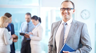 Financial advisor working with clients
